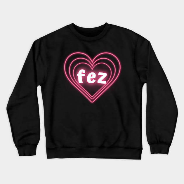 fez neon heart Crewneck Sweatshirt by little-axii